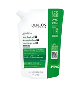 VICHY DERCOS RECHARGE SHAMPOING ANTI-PELLICULAIRE CHEVEUX GRAS 390ml