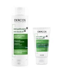 VICHY DERCOS SHAMPOING ANTI-PELLICULAIRE CHEVEUX GRAS 200ML + FORMAT VOYAGE 50ML OFFERT